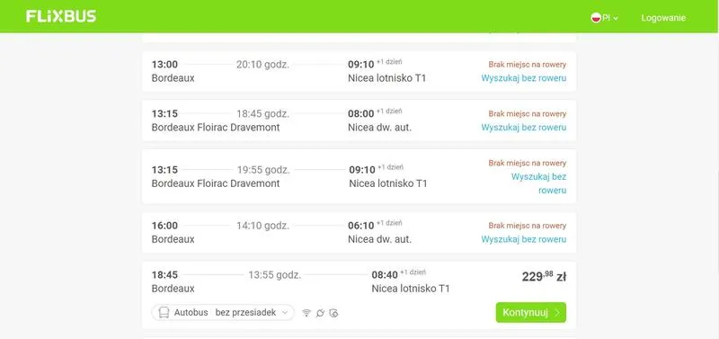 Drukowanie biletów FlixBus