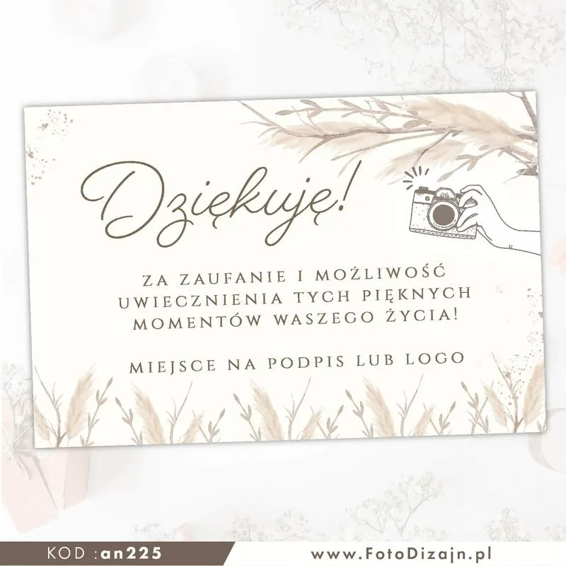Kreatywne podziękowania dla fotografa