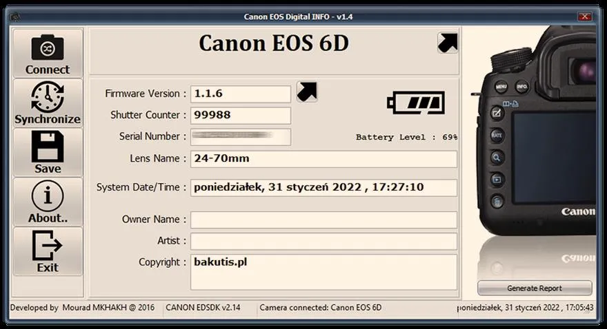 Monitorowanie danych EXIF